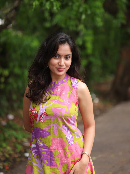 Floral Print V-Neck Cotton Co-Ord Set