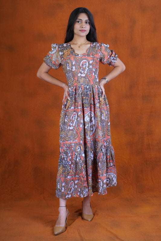 Kalamkari Maxi Gown – Soft Muslin Cotton with Digital Print