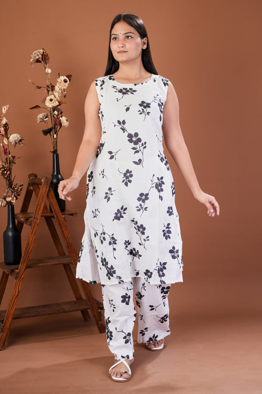 Floral Printed Sleeveless Cotton Maxi Dress