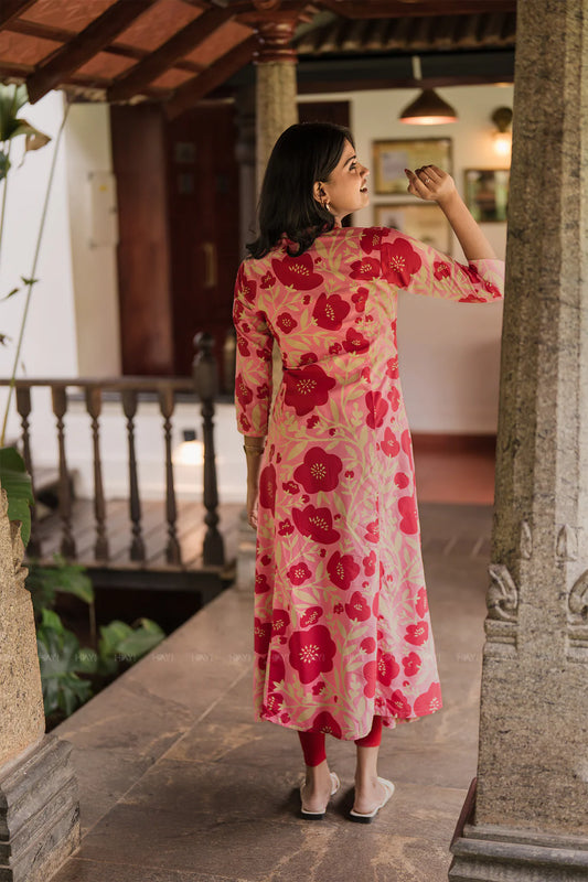 Floral Printed A-Line Viscose Kurta