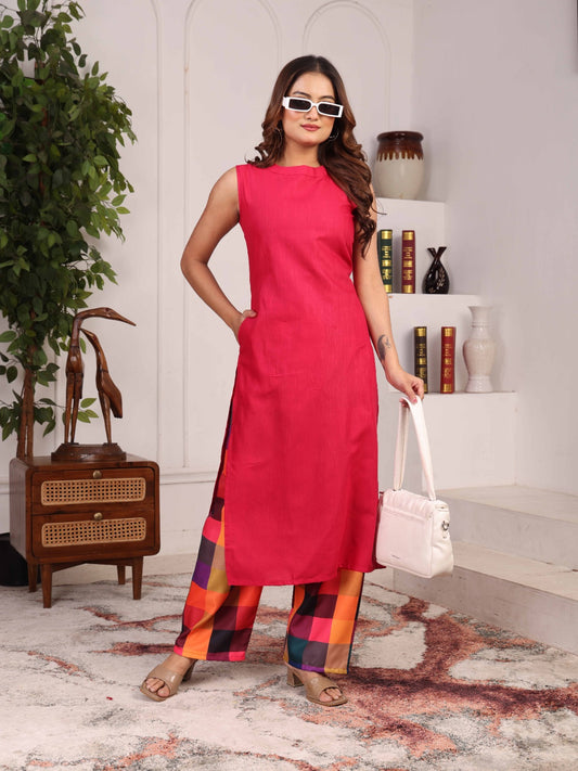 Premium Royan slab High Neck Co-Ord Set with Pocket