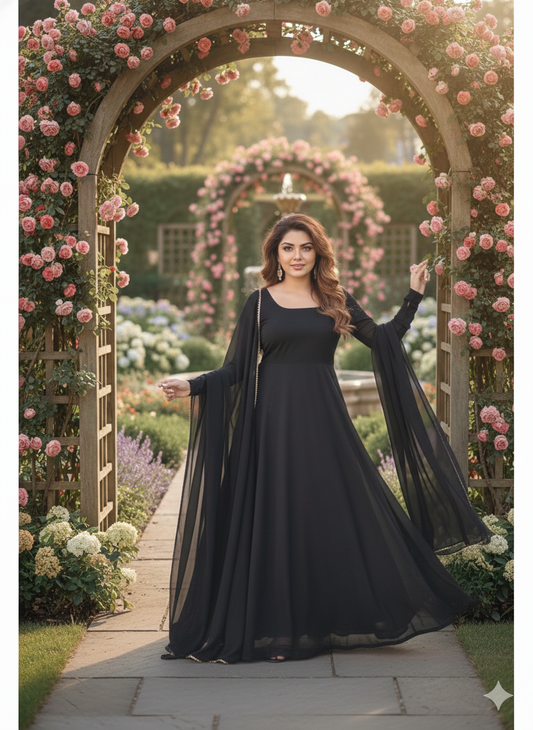 Elegant Black Long Gown for Women – Premium Party Wear, Evening Wear & Designer Stylish Outfit for Weddin