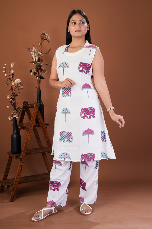 Launching New Flower Print KURTI WITH BOTTAMWEAR