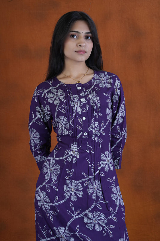 Women’s Purple Floral Straight Kurta