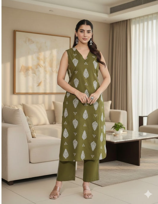 Women Rayon Viscose Polka Dot Brown Anarkali Kurta Pant Set