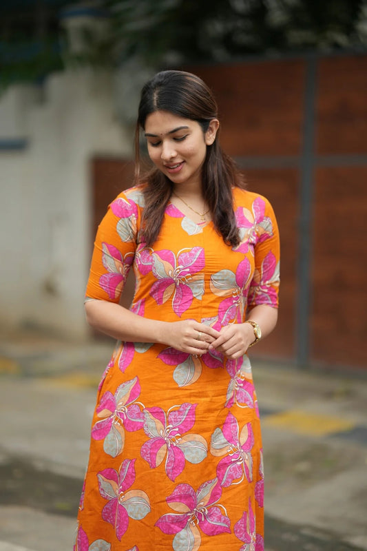 Floral Printed Viscose Rayon Kurta Pant Set